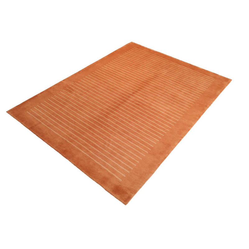 Tapis népalais art déco en laine rouille / brun clair 6 pi x 9 pi