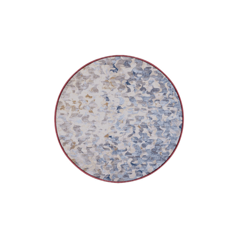 Tapis beige soyeux et moelleux, Rond 4 pi