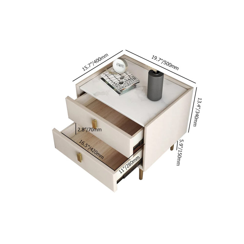 Bhanwari 45cm W Faux Leather Bedside Table