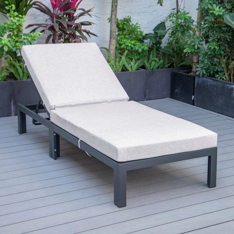 Adjustable Chaise Lounge Chair – Outdoor Patio Recliner, Poolside Lounger, Garden Lounge Chair with Headrest & Cushions, Weather & UV Resistant