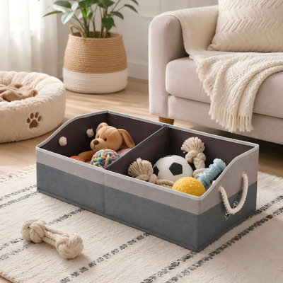 Large Foldable Dog Toy Basket with Handle