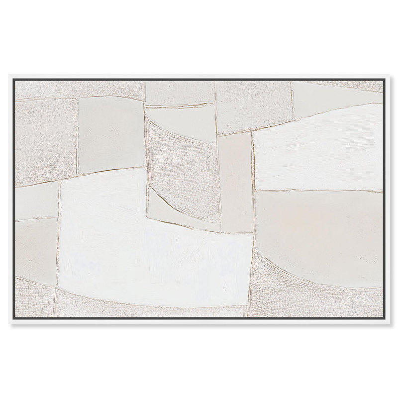 «Veiled Calm Canvas», art mural tendance , H 17 po x l 25 po, Argent argent, Floater Frame