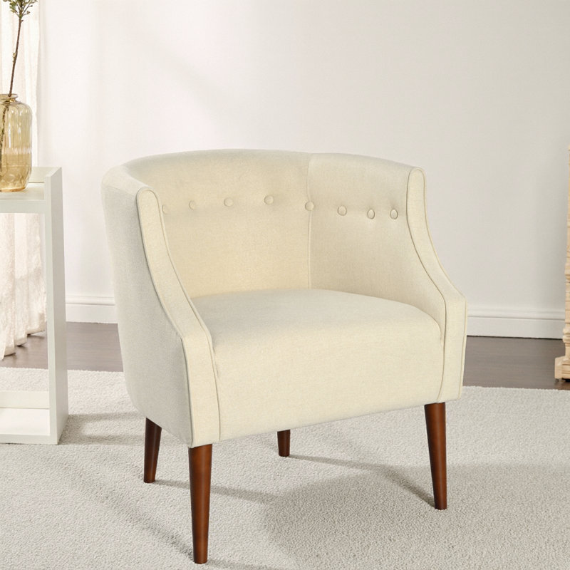 Fauteuil demi-tonneau Kamdyn, Polyester beige