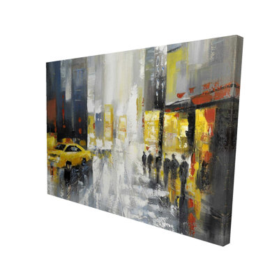 Rainy Busy Street Gray Car Canvas | Home Decor Wall Art