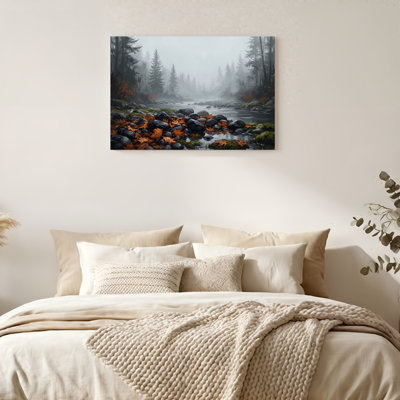 Art mural sur toile Gallery Wrap pour le salon, la chambre à coucher, le bureau ou le vestibule - décoration murale décorative avec ruisseau Forest