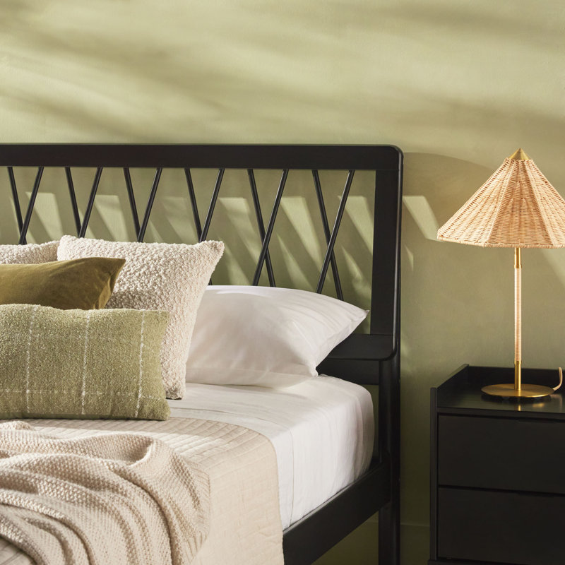 Luka Transitional Solid Wood Platform Bed, Black, Queen
