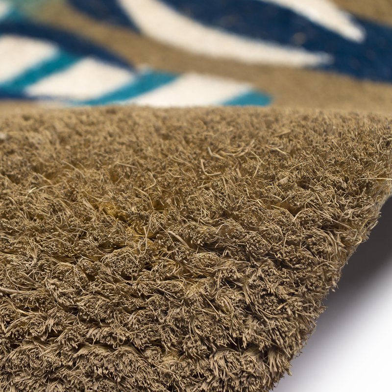 Gunnell Non-Slip Ombre Outdoor Doormat, Blue/Teal/Orange/Tan, 18" W x 30" L