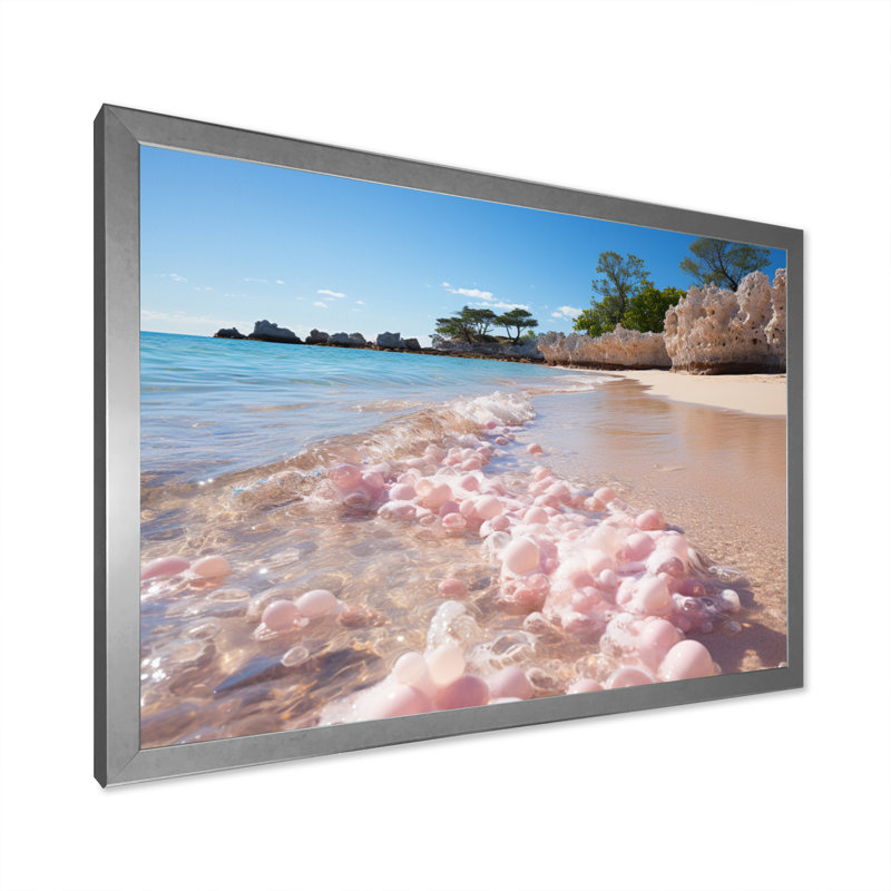 «Pink Sands Beach II», reproduction sur toile encadrée, H 24 po x l 32 po x P 1 po, Cadre simple argenté