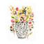 «Inked Yellow Flowers In Vase» sur toile-1364189070