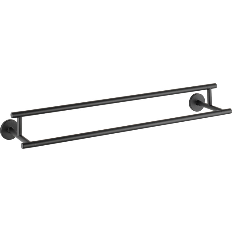 Delta Trinsic 24-in Double Flat Black Wall Mount Double Towel Bar Delta Trinsic 24-in Double Flat Black Wall Mount Double Towel Bar