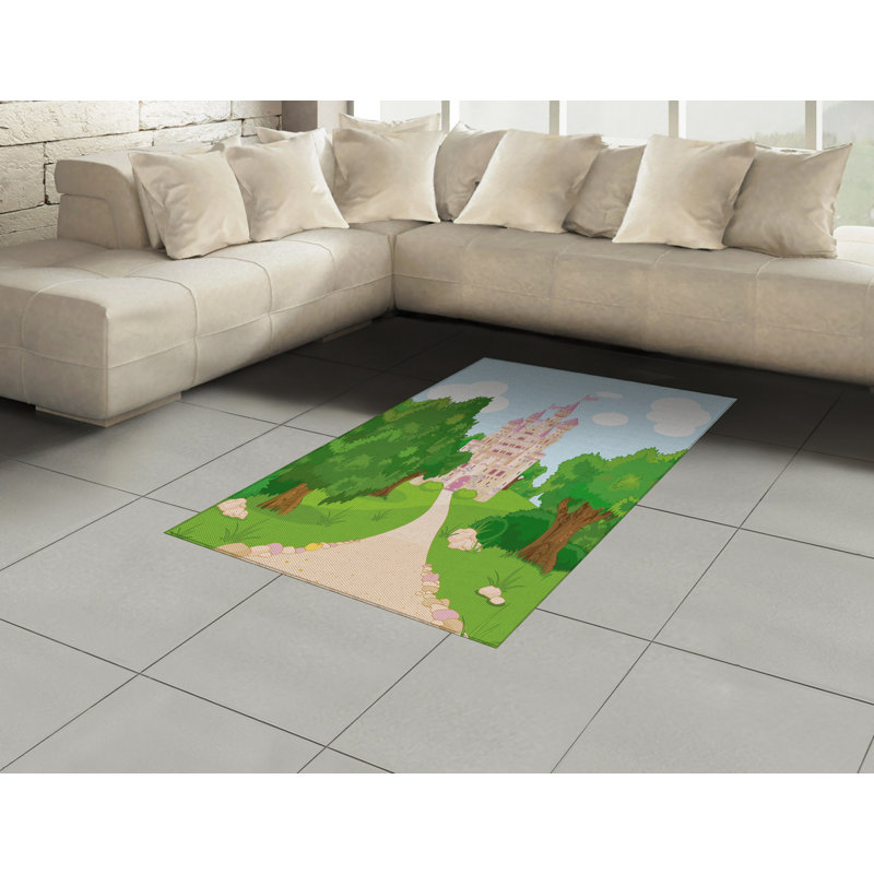 Tapis décoratif à fibres longues haute densité en polyester et coton de style cartoon, Rectangle— 4 pi x 5 pi 8 po