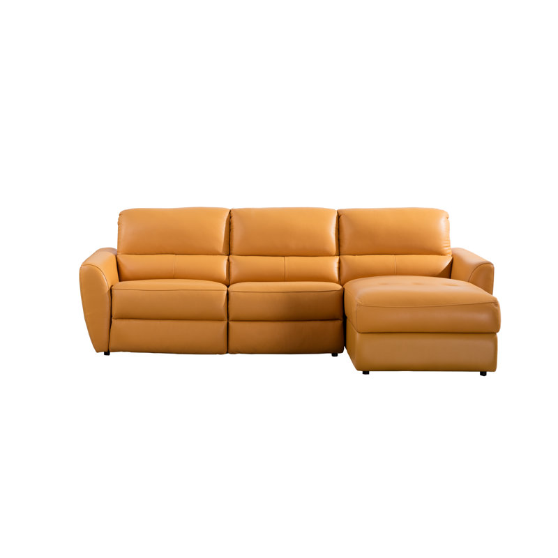 Tennon 108" Wide Genuine Leather Reclining Sofa & Chaise, Right Hand Facing