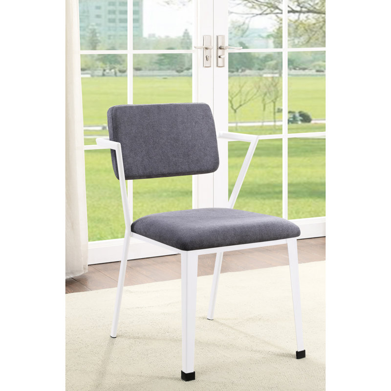 De 2 chaises de salle à manger grises et blanches - Accoudoirs hauts et stables avec assise rembourrée