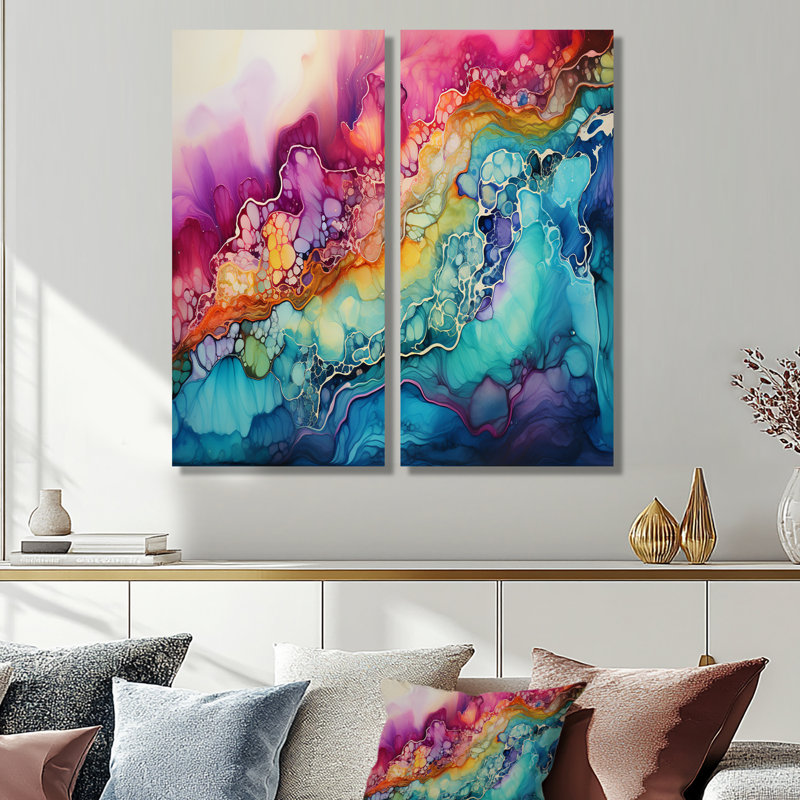 Art mural sur toile arc-en-ciel arc-en-ciel bleu sarcelle et mauve, 20" H x 24" W, Framed Wrapped Canvas, Does Not Apply