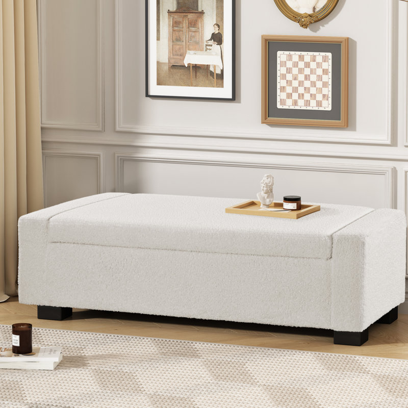Banc repose-pieds 50 po avec rangement dissimulé, Bleu