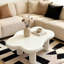 Table basse de 40 pouces en forme de nuage avec 4 pieds de table ronds, convient aux salons, blanc