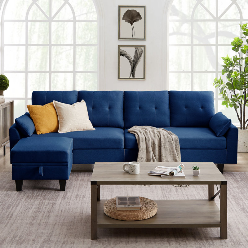 Canapé modulaire 2 pièces Mital, Polyester bleu foncé