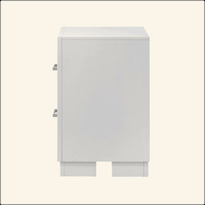 2 Drawers MDF Nightstand In Cream White Finish