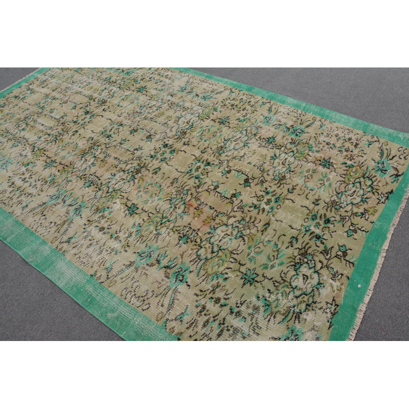 Tapis rétro, tapis remarquables, tapis turcs, tapis de chambre beige, grand tapis 5,8 x 9,4 pi, tapis en laine