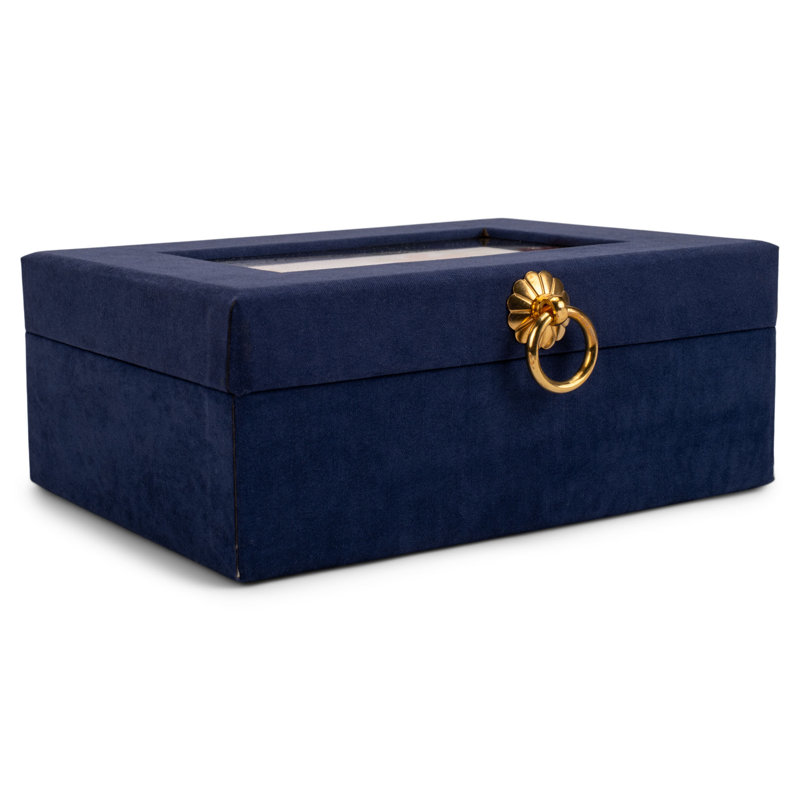 Ensemble de papeterie en suède à motif floral bleu marine