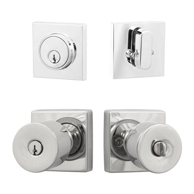 Bergen Square Entry Knobset with Modern Deadbolt