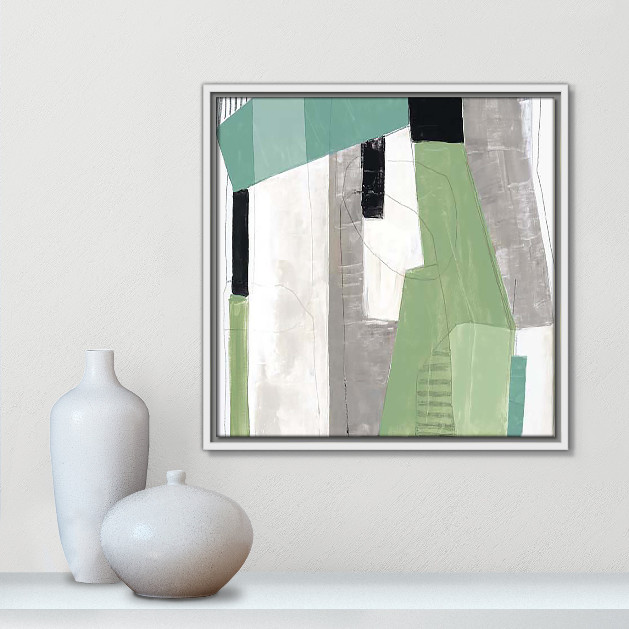 Evergreen Essence I by Tom Reeves, 17.5" H x 17.5" W x 2" D, White Floater Framed