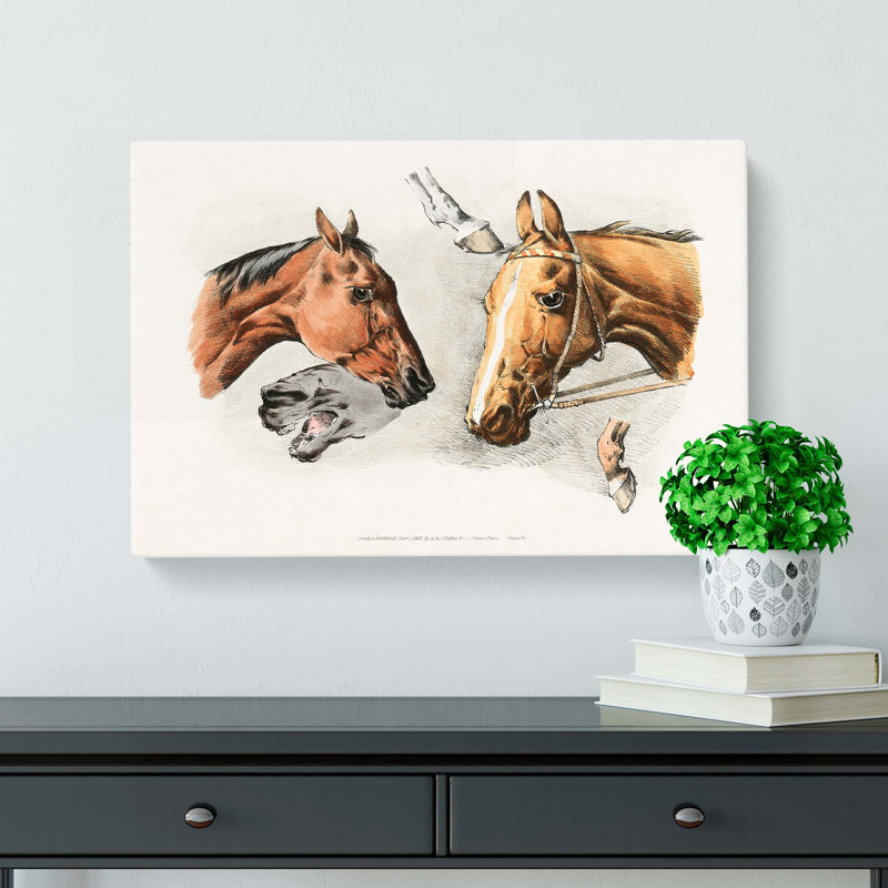 Horse Heads and Hoofs by Henry Alken - Wrapped Canvas, 40cm H x 60cm W x 3cm D