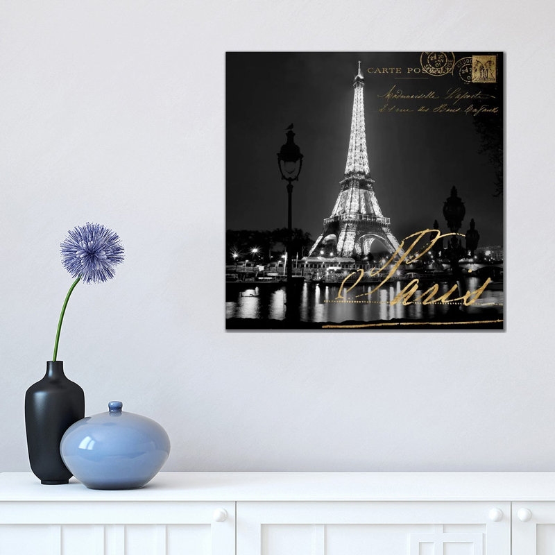 Paris At Night by Kate Carrigan - Gallery-Wrapped Canvas Giclée on Canvas, 66.04 cm H x 66.04 cm W, Black Floater Framed