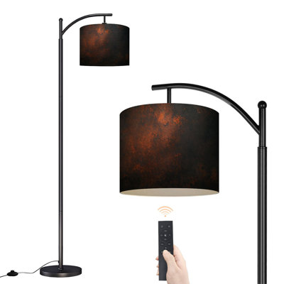 Arc Floor Lamp Abstract Dark Brown Grunge Texture Rusty Earth Tones Floor Lamps with Remote LED Lights Adjustable Lamp Shades Tall Standing Lamps for Reading Office Living Room
