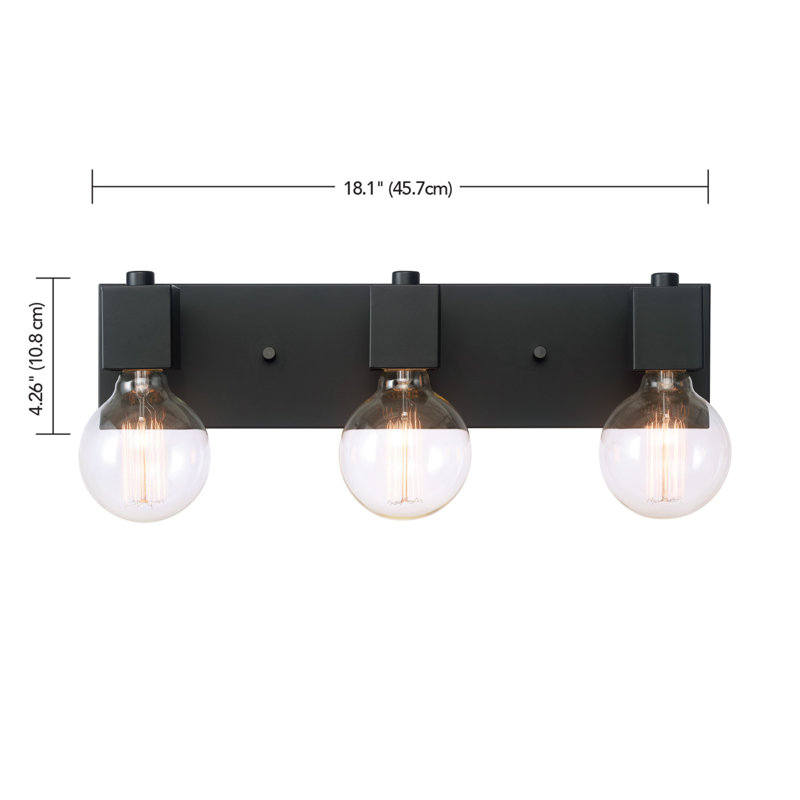 Jaquae 18" 3-Light Matte Black Vanity Light