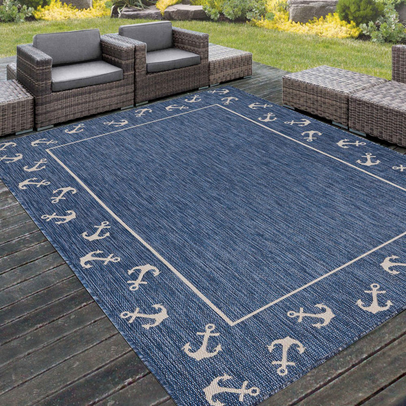 Holdsworth Geometric Indoor / Outdoor Rug, Rectangle 1'10" x 3'