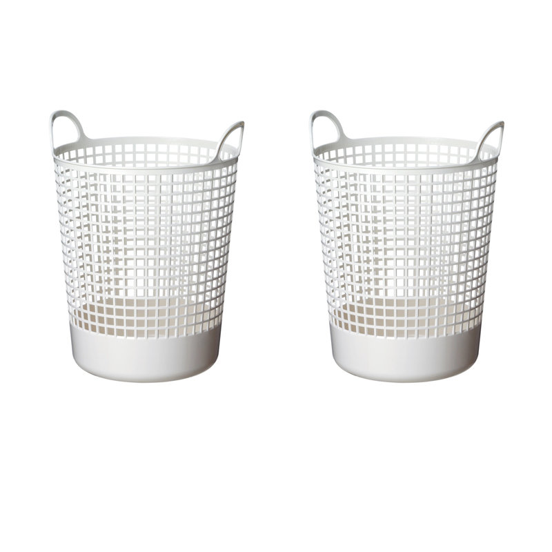 Scandinavia Style Big Round Basket set of 2, 20.47" H x 16.14" W x 14.96" D, White