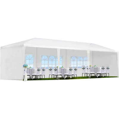 Tente de réception extérieure 10 pi x 30 pi avec 5 parois latérales amovibles, abri imperméable pour les mariages, les événements, les barbecues et la plage