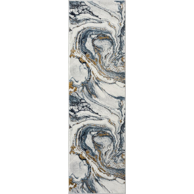 Gangleri Blue Gold Marble Area Rug