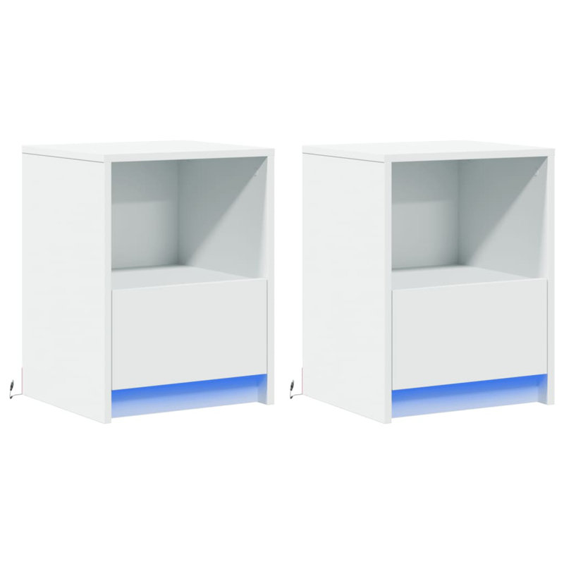 Dancho 38cm W Manufactured Wood Bedside Table, White, 1
