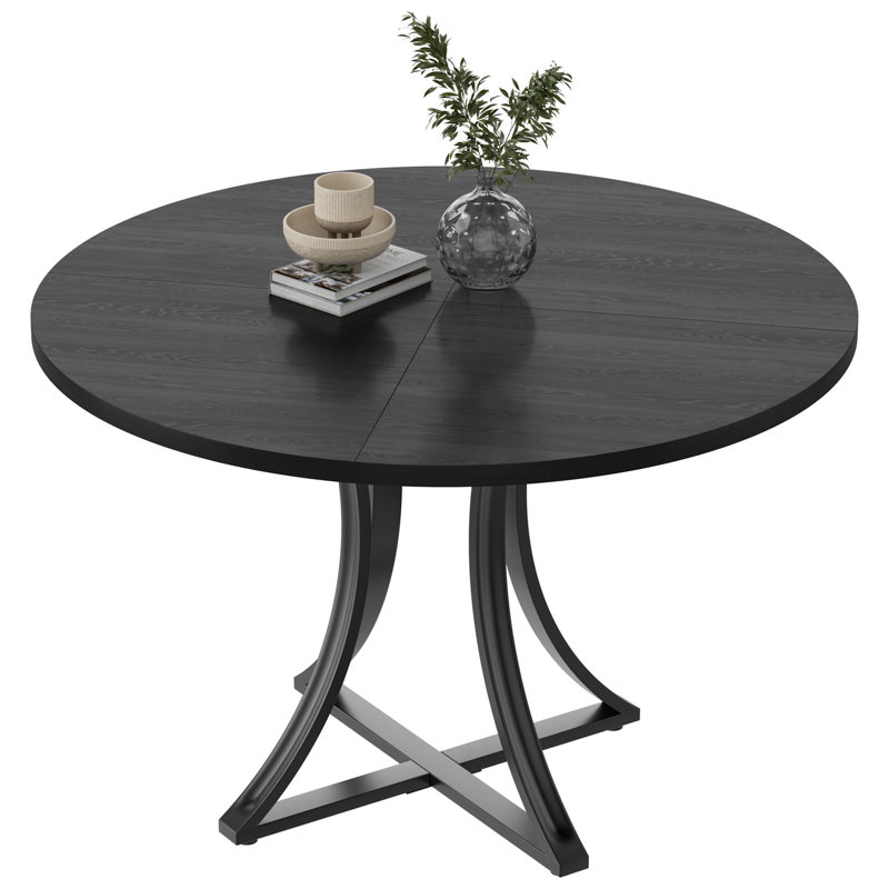 39.4'' Round Dining Table for 2-4, Small Kitchen Table with Metal Legs and Adjustable Feet for Apartments and Small Spaces