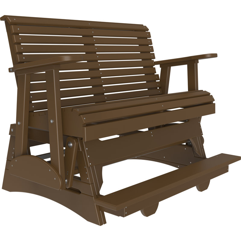 Banc d'extérieur coulissant en polywood, Brun foncé