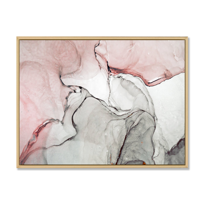 Art mural sur toile luxueux rose gris marbré II, H 16 po x l 32 po, Toile avec cadre flottant, Brun
