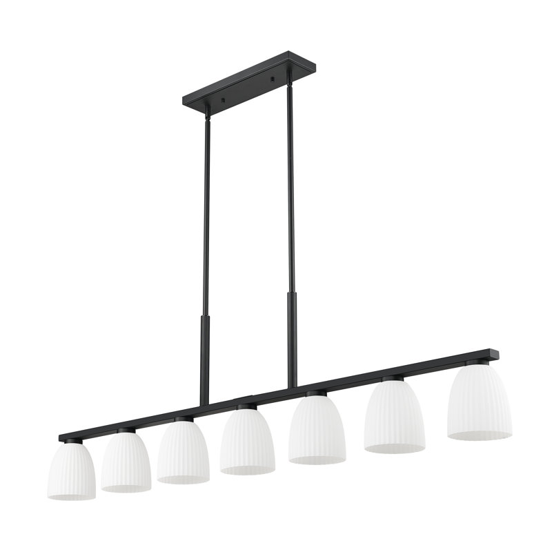 Lustre linéaire moderne Mateo, Noir mat, H 18,25 po x l 64 po x P 6 po, 7 lumières