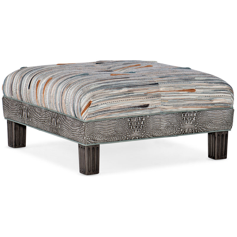 Fair-N-Square Square Ottoman, Plantation, #9 Natural, Rio Mineral Genuine Leather