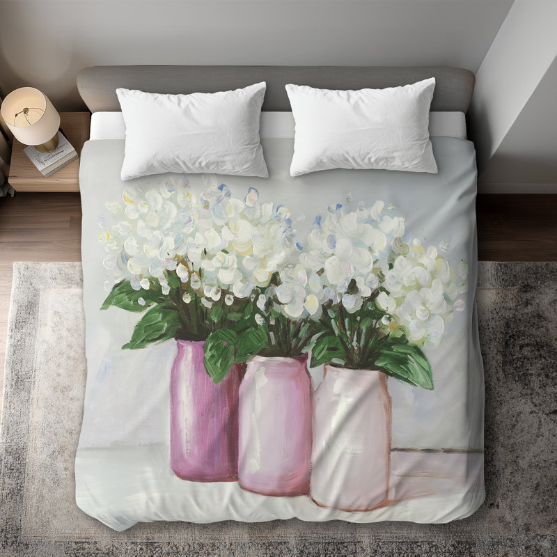 Pink Hydrangea Flowers Duvet Cover | Botanical Home Decor