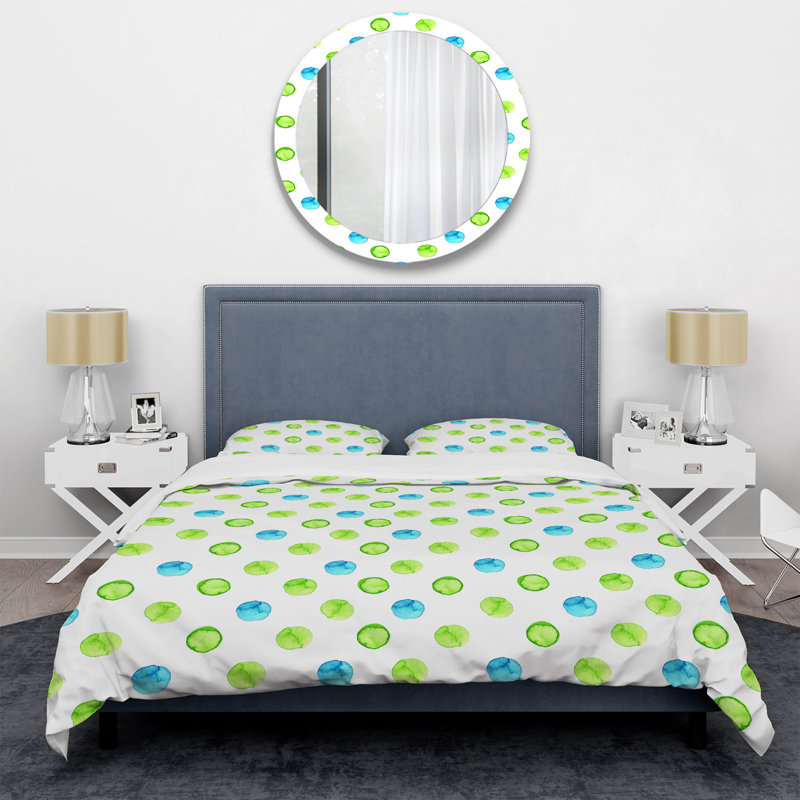 Ensemble de housse de couette 3 pièces Green and Blue, Housse de couette pour grand lit et 2 taies décor