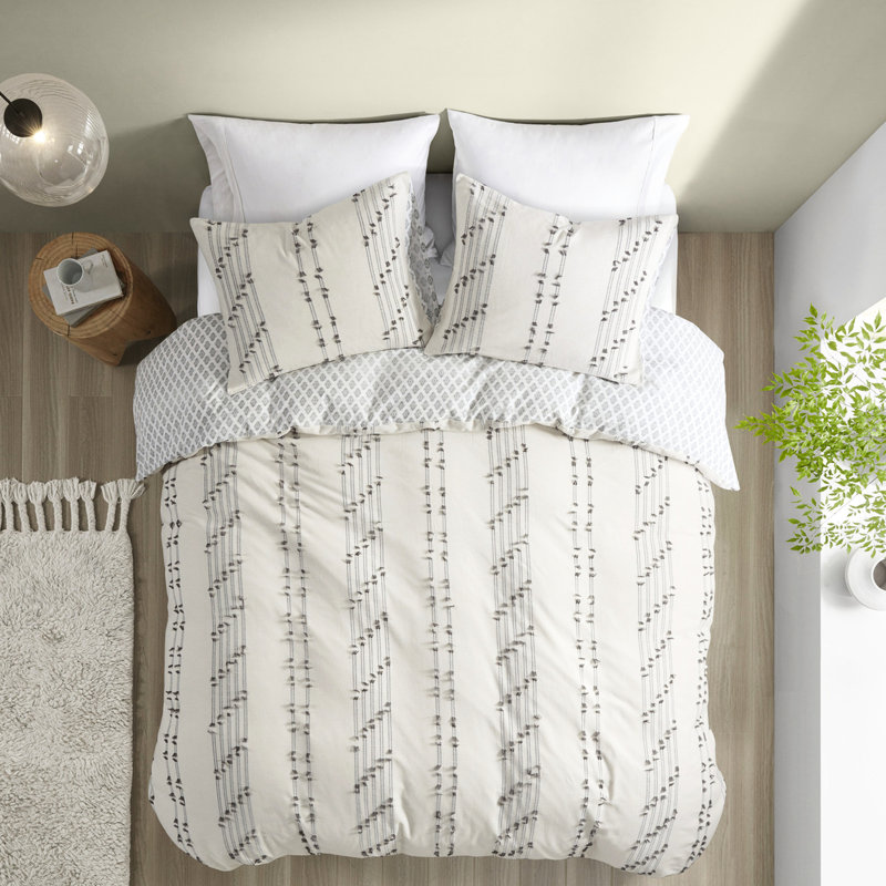 Très grand / très grand lit - Housse de couette 100% coton et gris