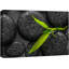 Grandes pierres zen lisses noires avec feuilles vertes - reproduction de photo sur toile tendue-56324507