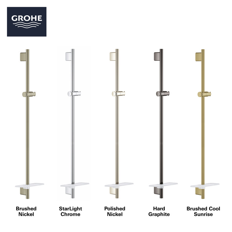 Barre coulissante 36 pouces avec support de pomme de douche à main réglable Rainshower, Nickel poli infini