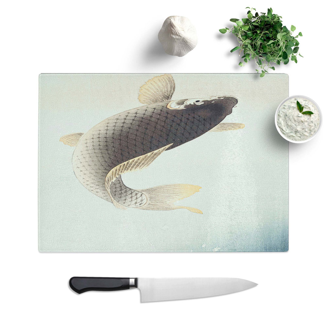 Glass Jumping Carp Fish by Ohara Koson Chopping Board