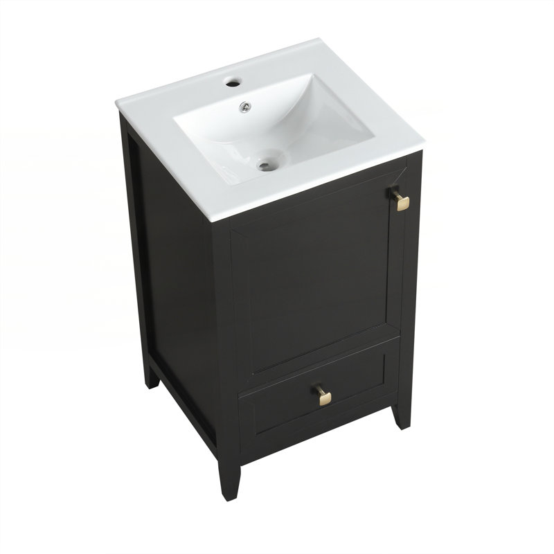 Meuble-lavabo de 20 po avec lavabo, Noir, noir, noir, noir