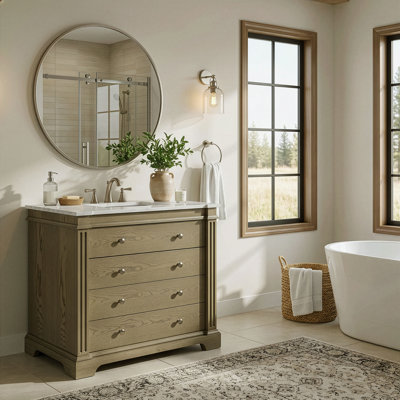 Ensemble de meuble-lavabo simple 36 po Garza, brun chêne clair