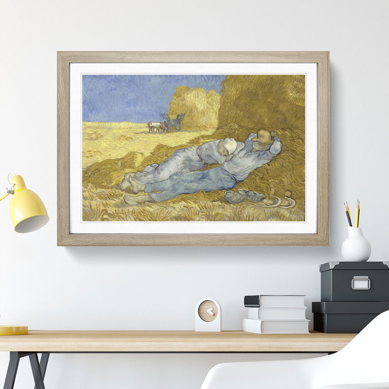 The Siesta by Vincent Van Gogh - Framed Print, 48cm H x 65cm W x 2cm D, Oak Framed