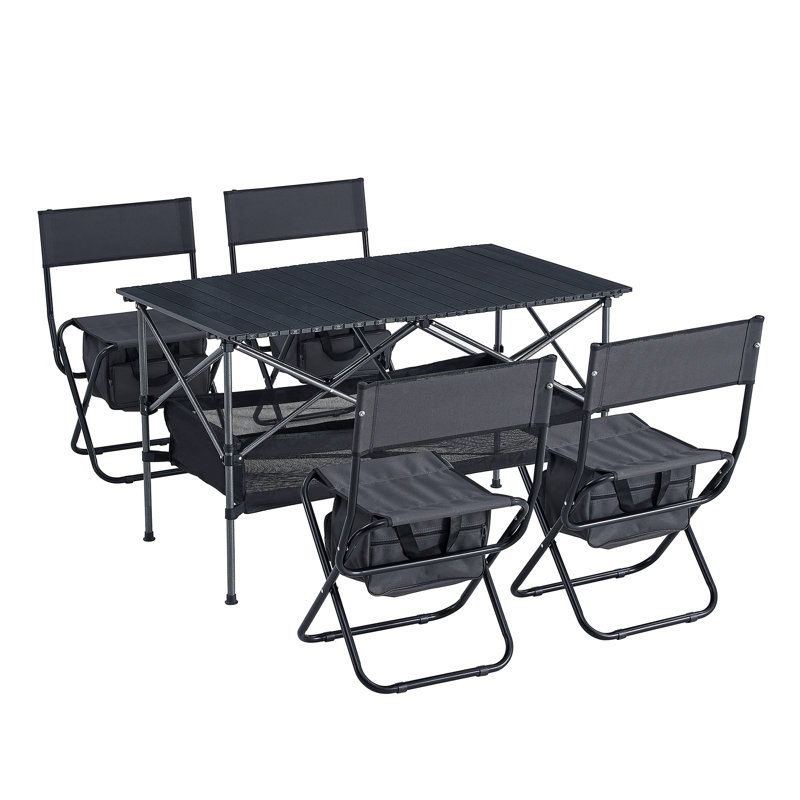 Ensemble repas extérieur pour 4 personnes Keviona, Noir